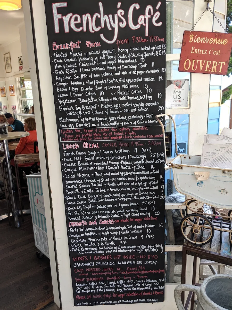 Menu, Frenchy's Cafe