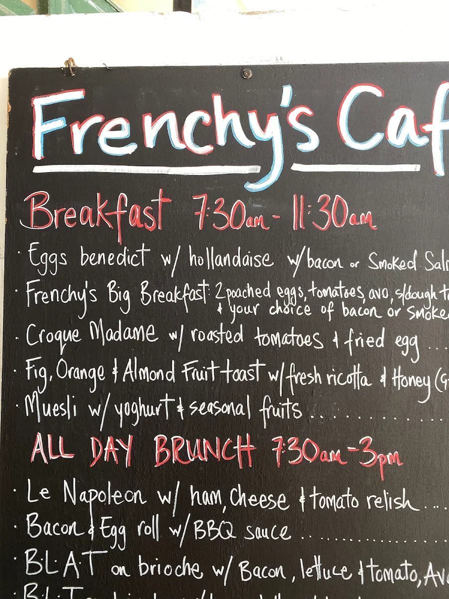 Menu, Frenchy's Cafe