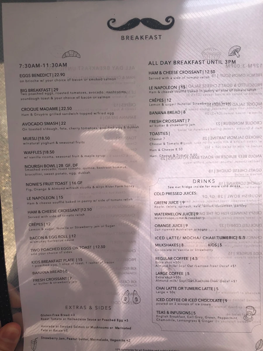 Menu, Frenchy's Cafe