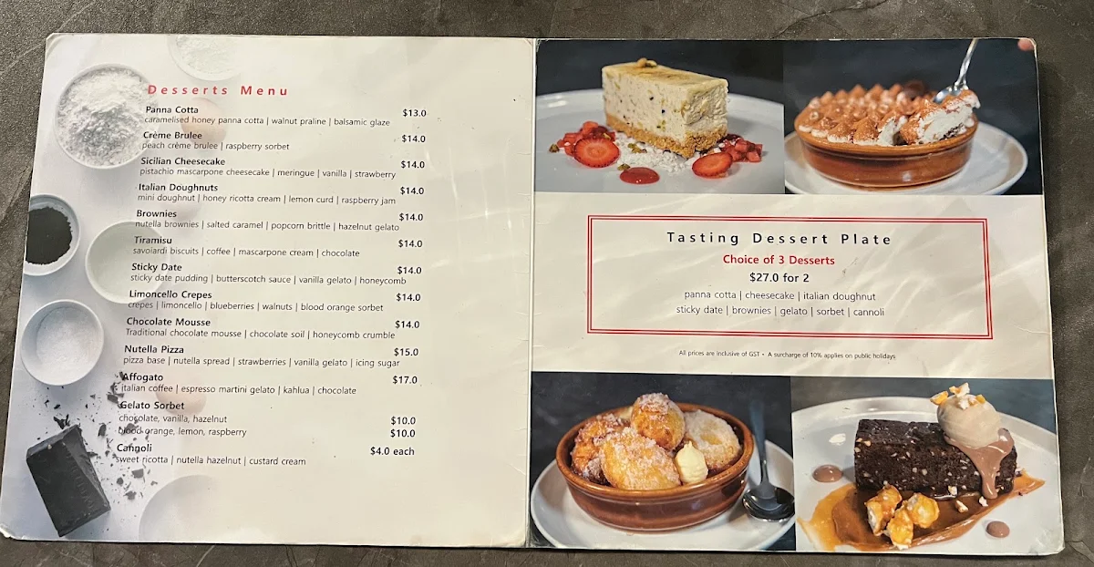 Menu, Enzos Cucina Dural