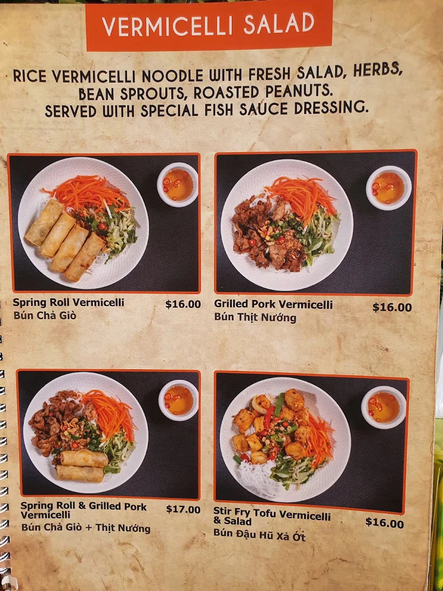 Menu, Saigon Noodle
