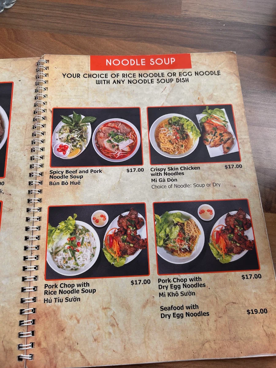 Menu, Saigon Noodle