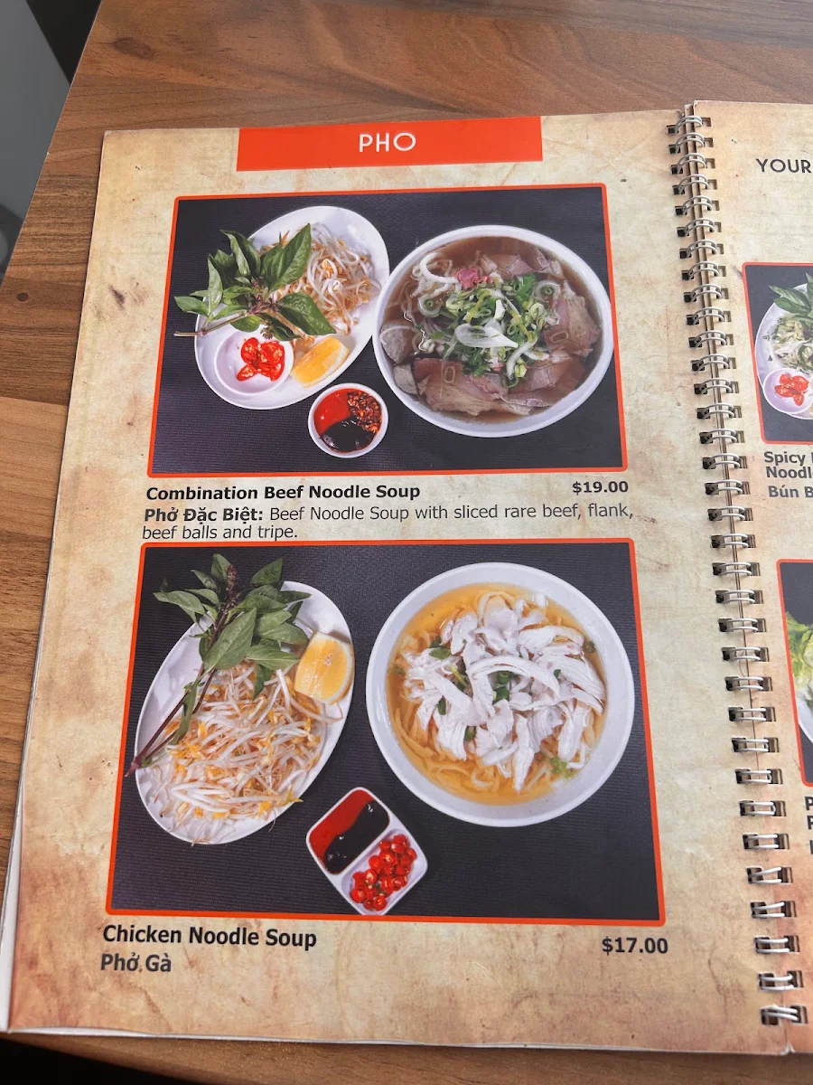 Menu, Saigon Noodle