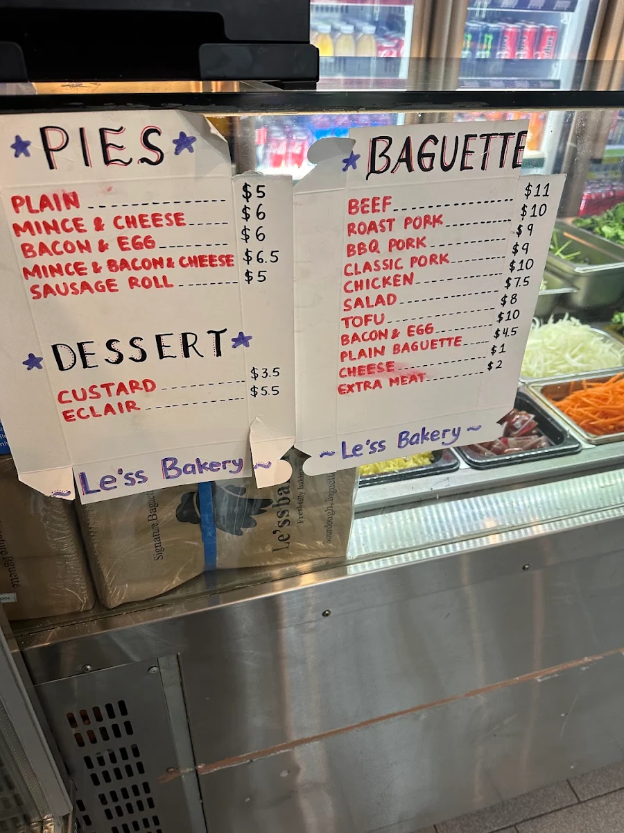 Menu, Le'ss bakery