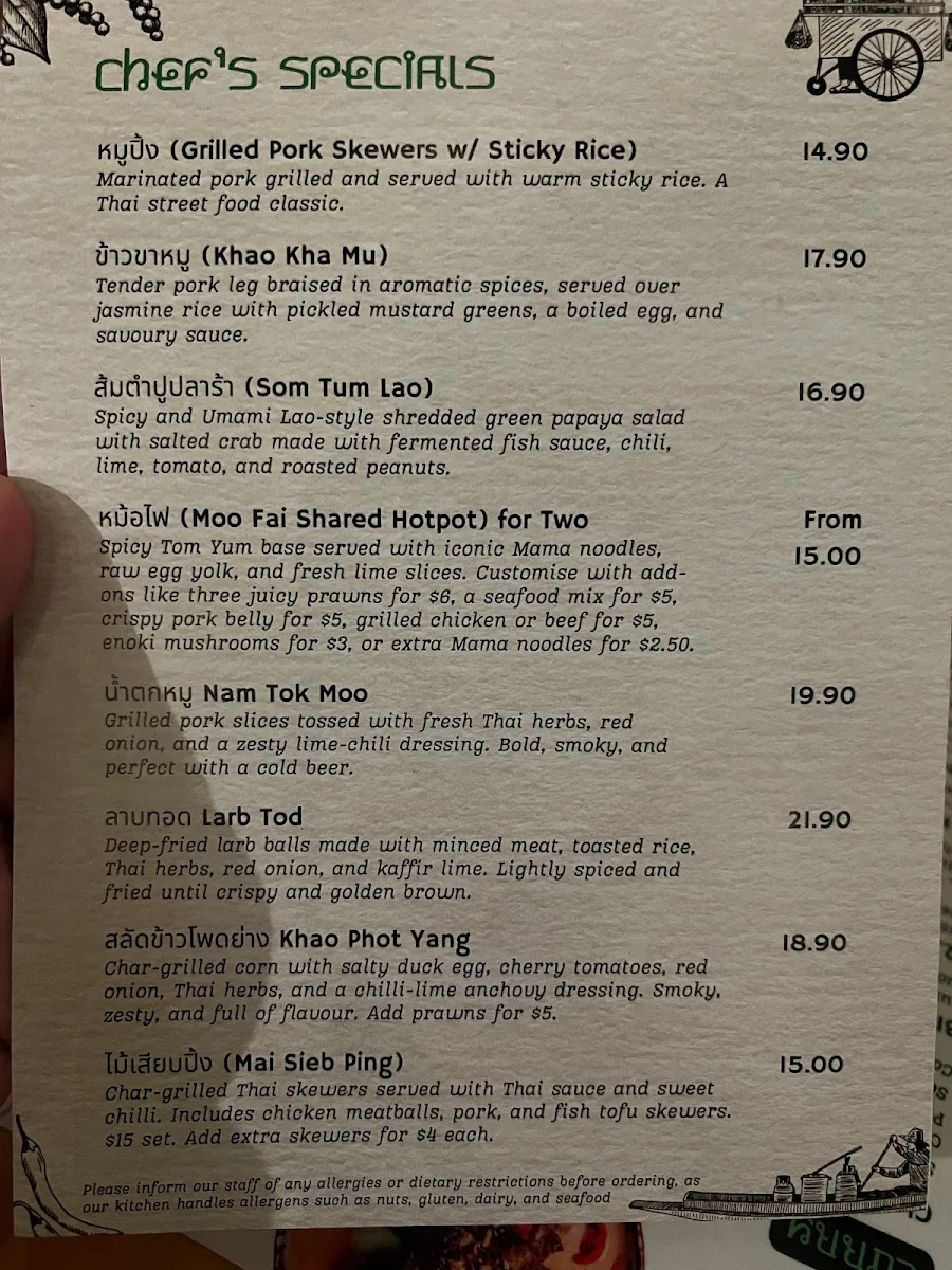 Menu, Green Peppercorn Express