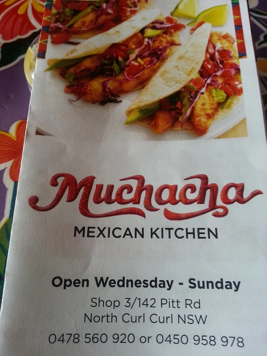 Menu, Muchacha Mexican Kitchen