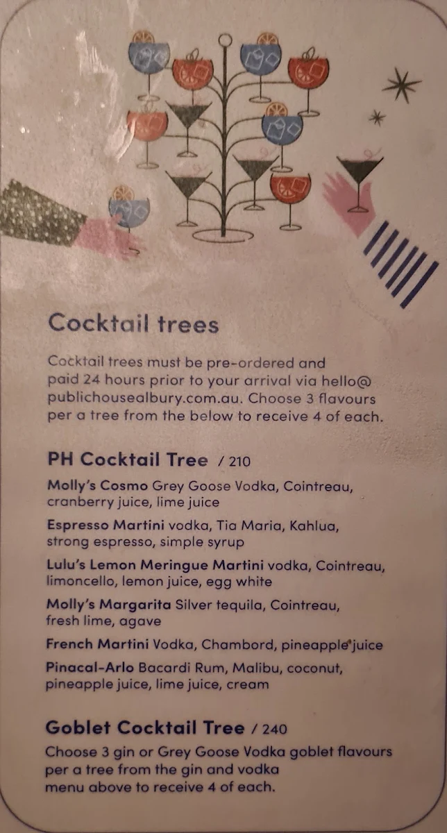 Menu, Public House