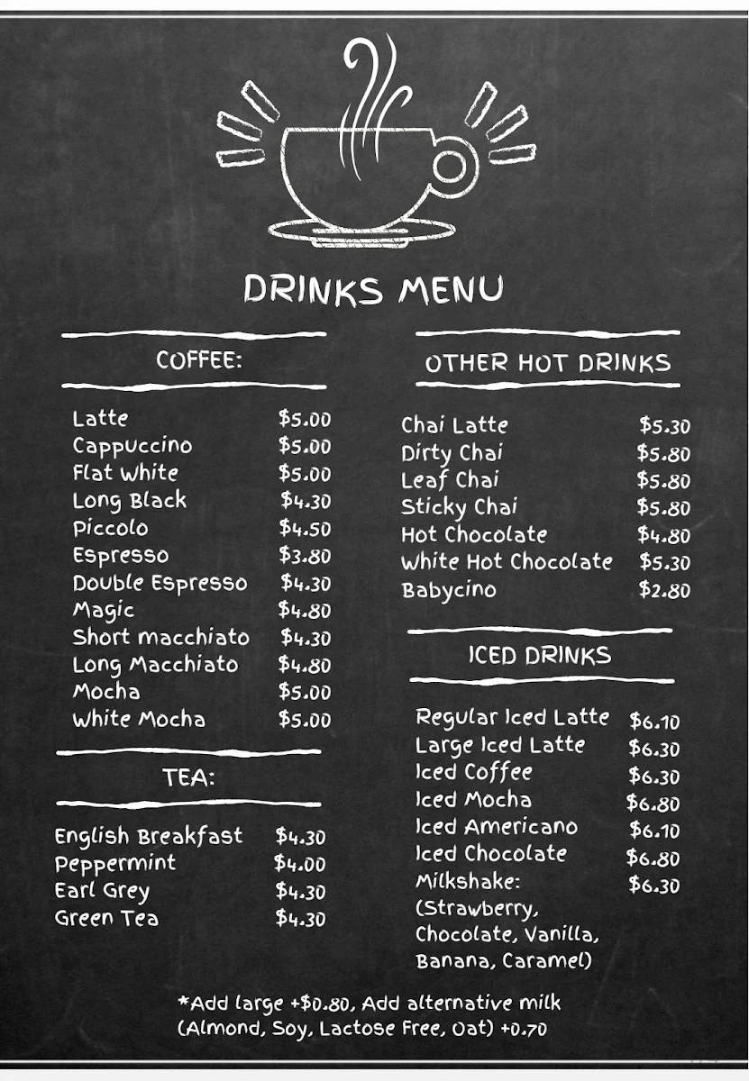 Menu, Honey Cafe