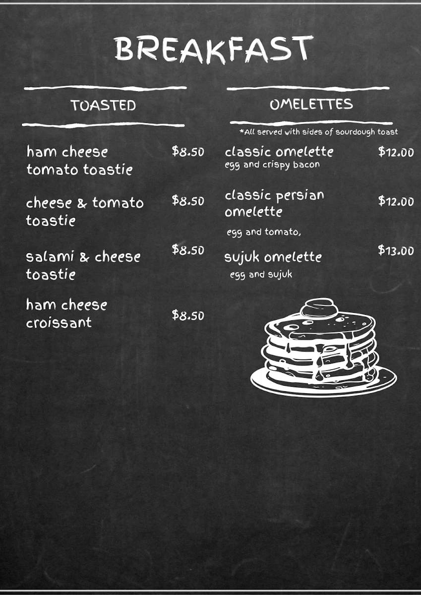 Menu, Honey Cafe