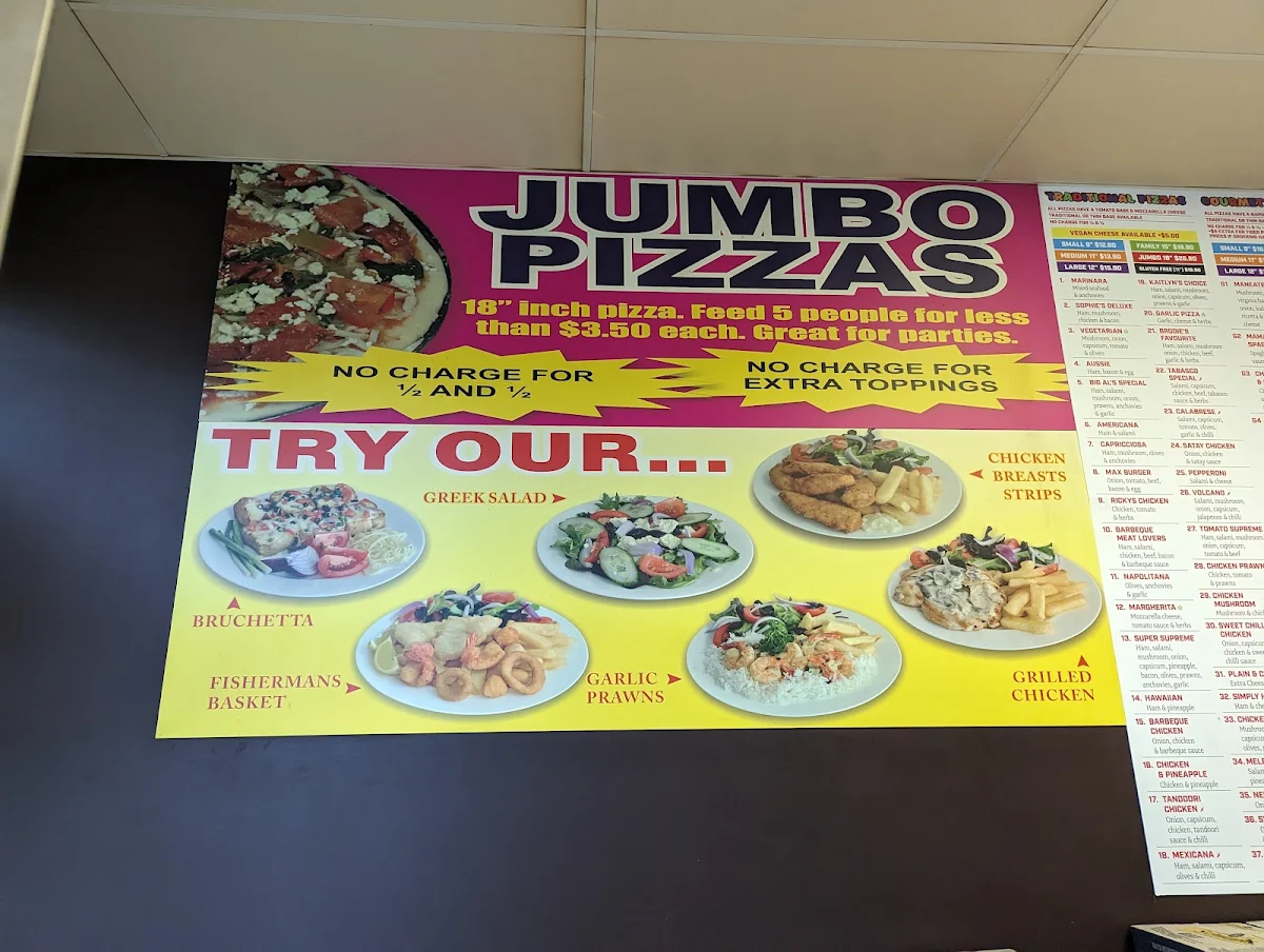 Menu, Big Al's Pizza - Mount Evelyn
