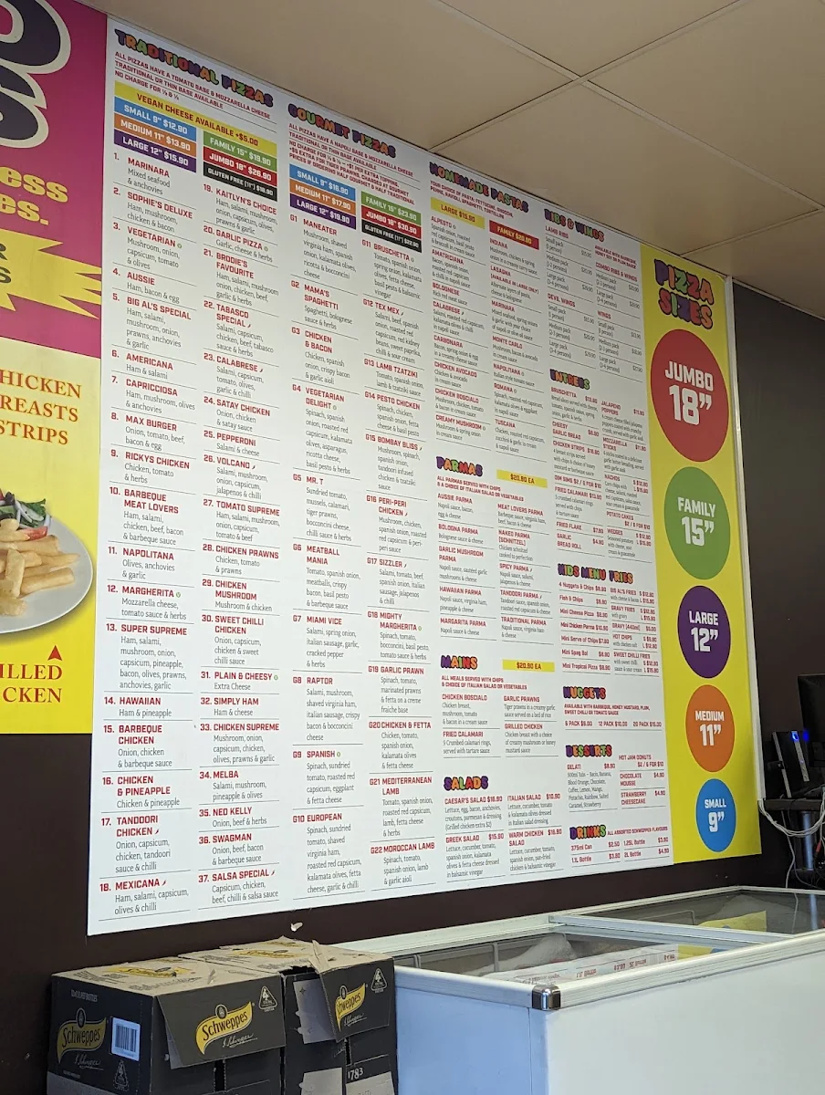 Menu, Big Al's Pizza - Mount Evelyn