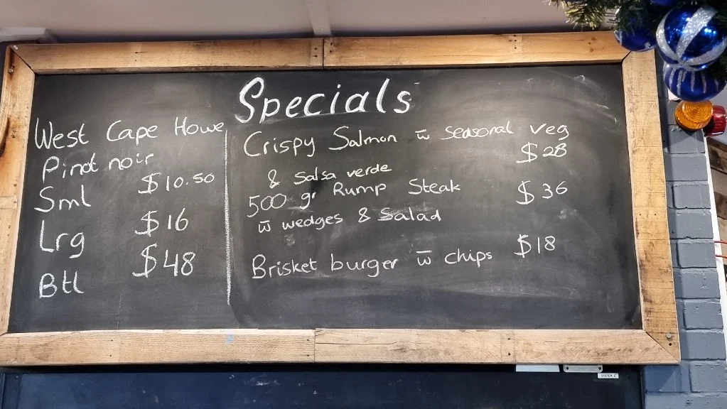 Menu, Dunsborough Tavern