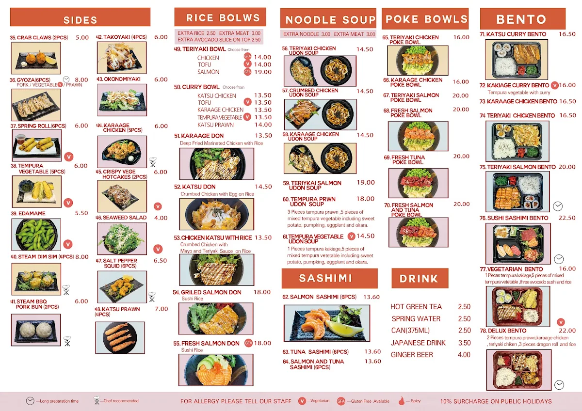 Menu, Sushi Joo