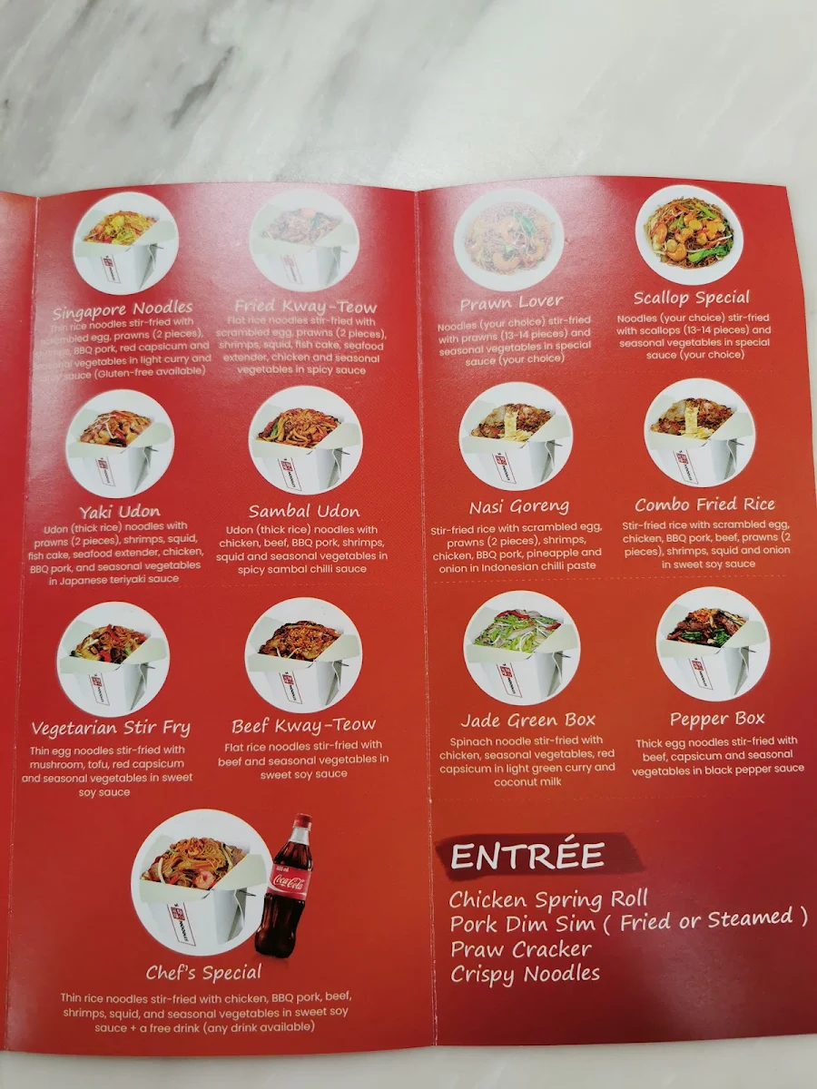 Menu, Dave's Noodles - Moonah