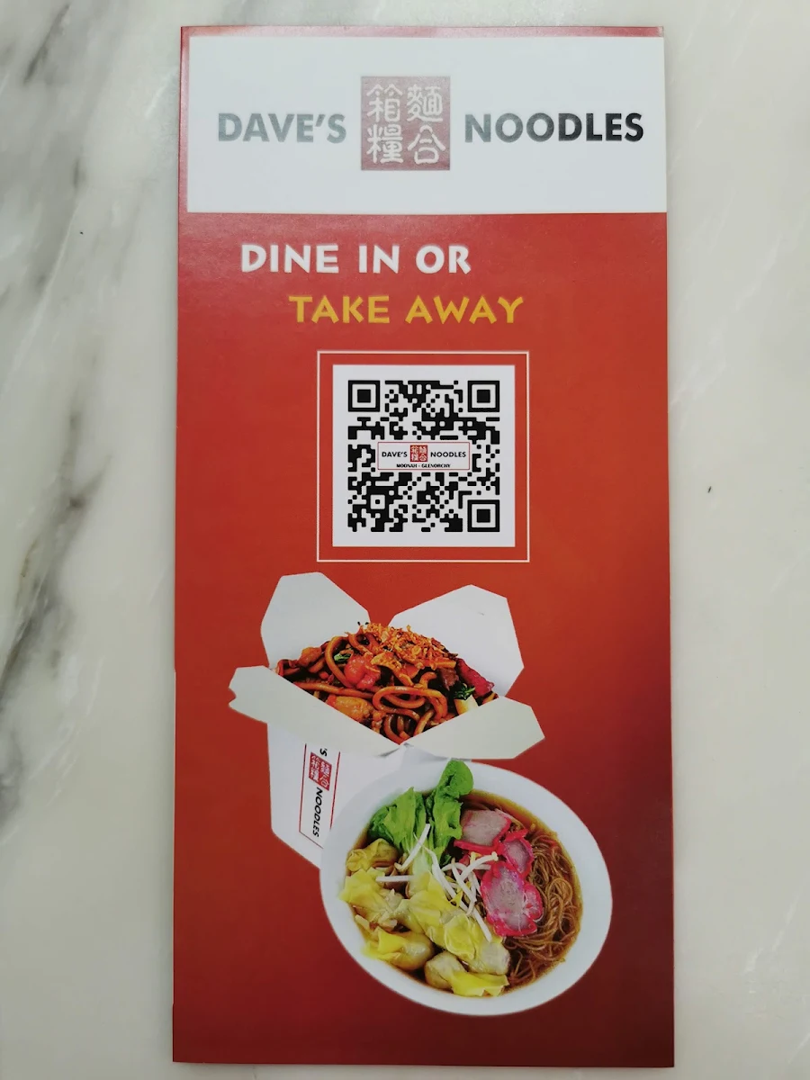 Menu, Dave's Noodles - Moonah