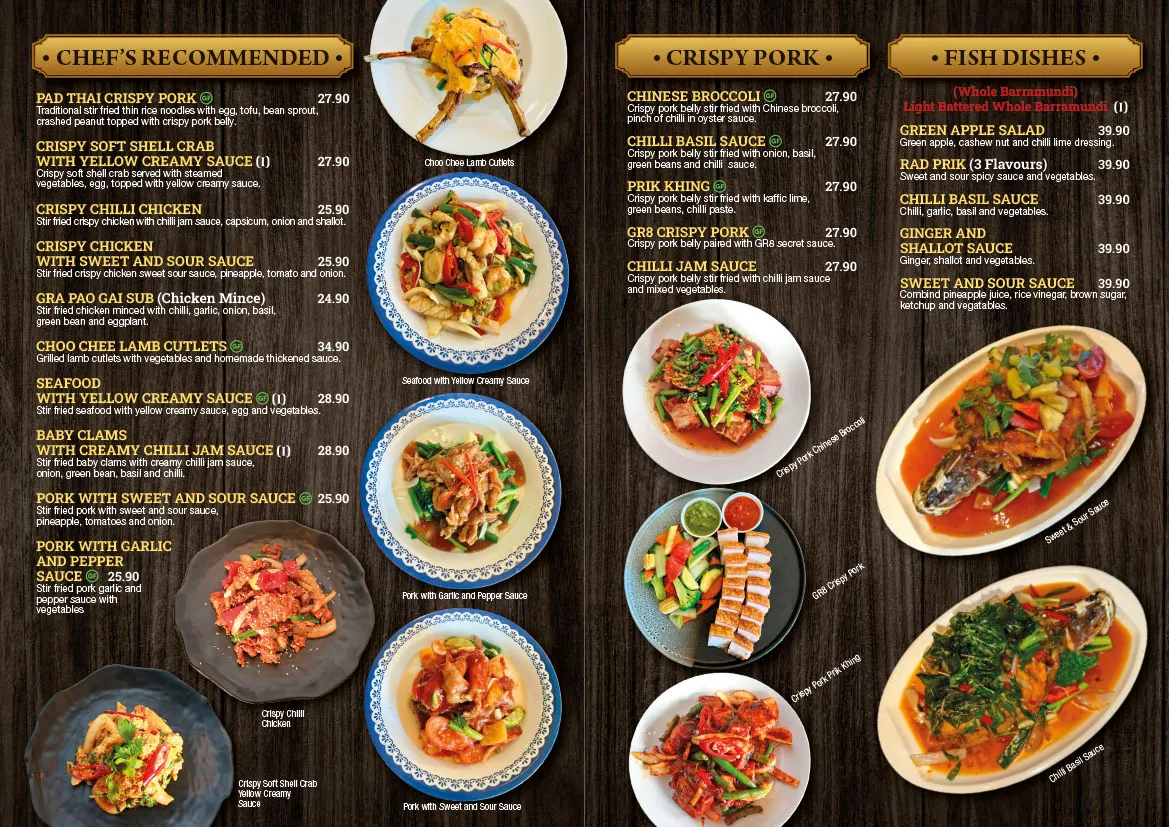 Menu, GR8 Thai Revesby