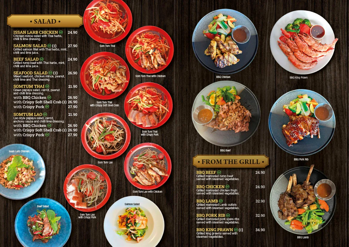 Menu, GR8 Thai Revesby