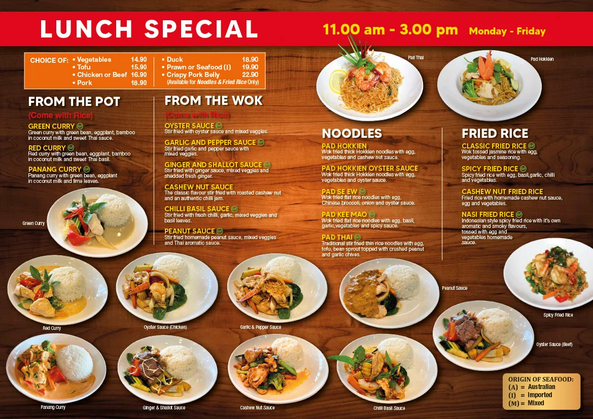Menu, GR8 Thai Revesby