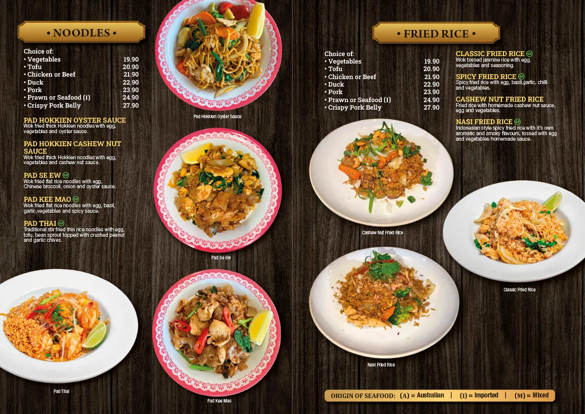 Menu, GR8 Thai Revesby