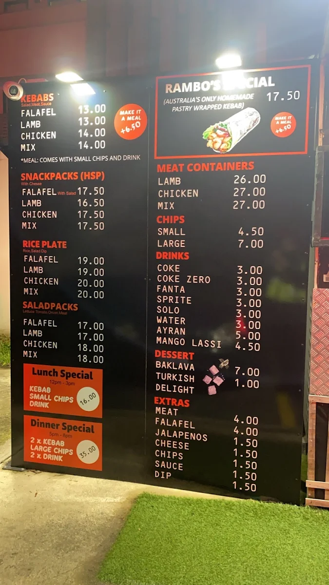 Menu, Wrap it Up Kebab Clayton