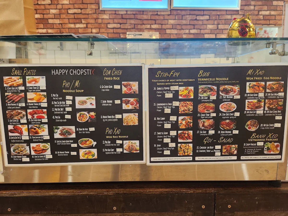 Menu, Happy Chopstix Vietnamese Cafe