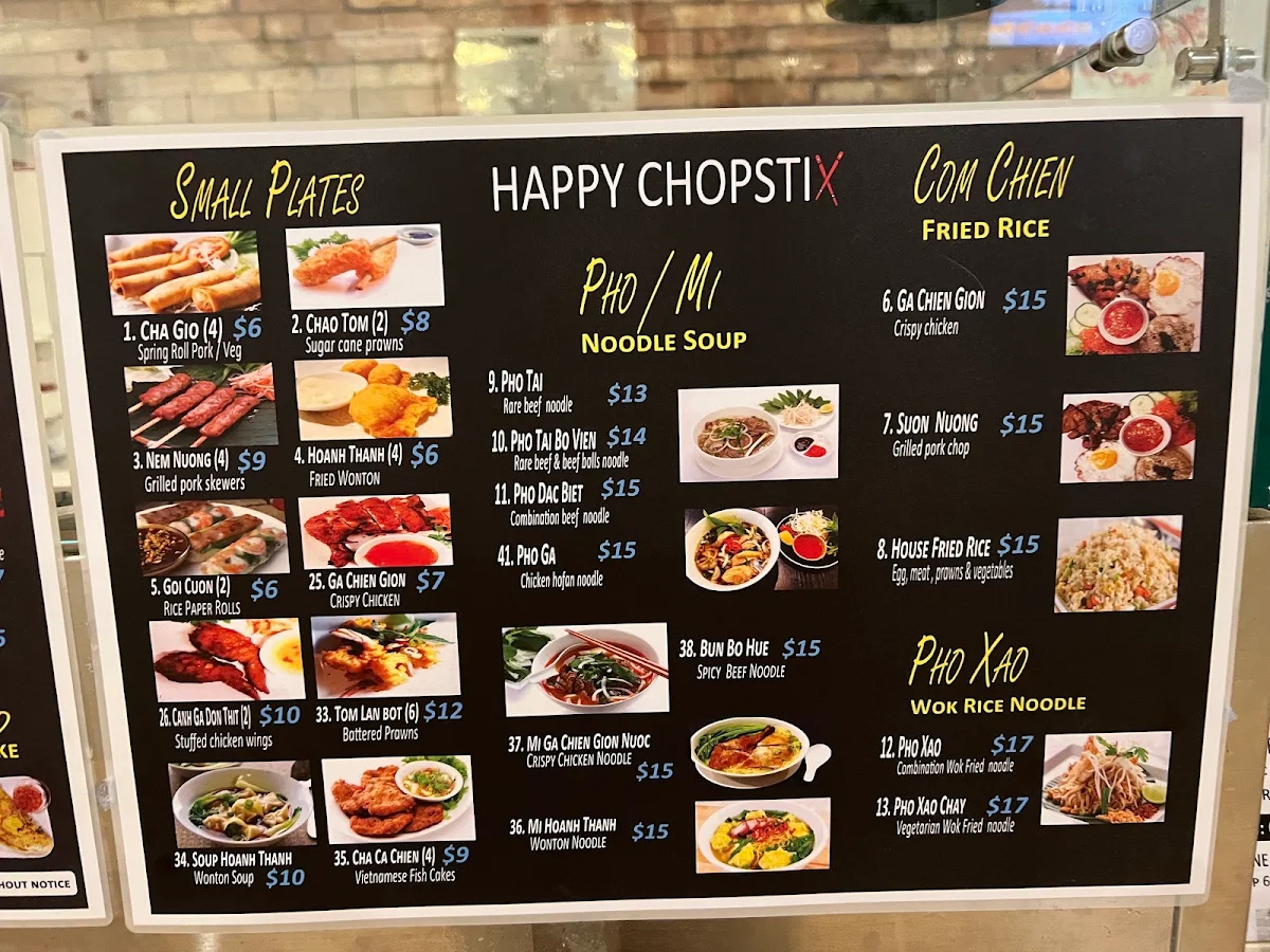 Menu, Happy Chopstix Vietnamese Cafe