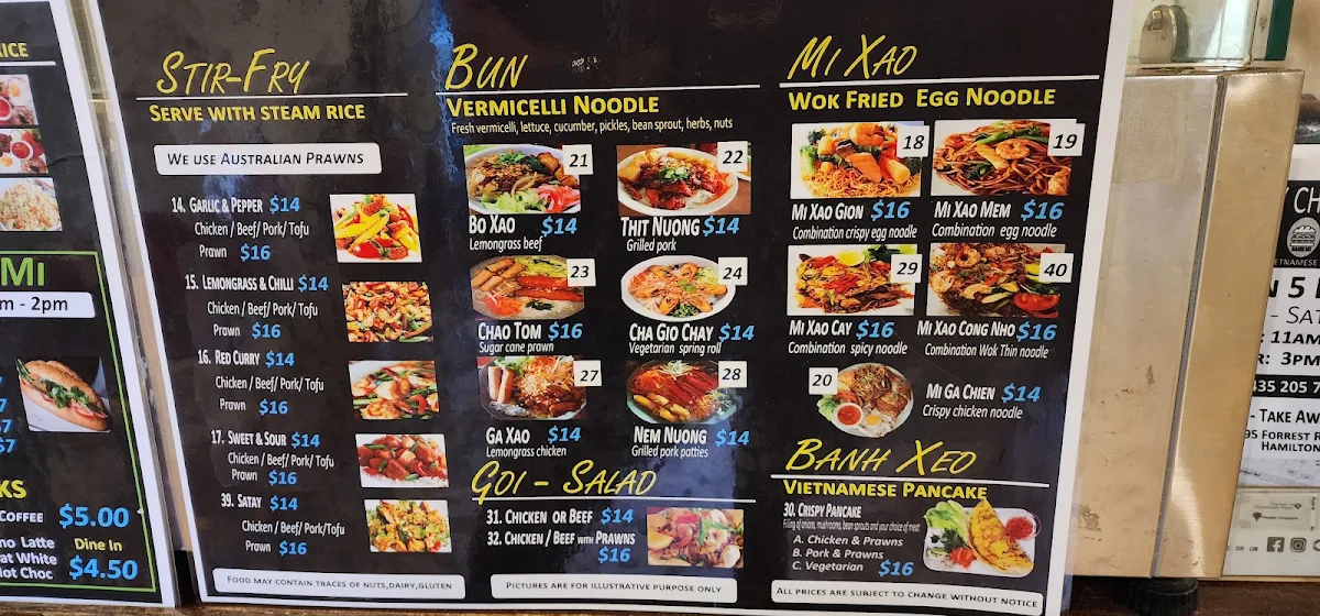 Menu, Happy Chopstix Vietnamese Cafe