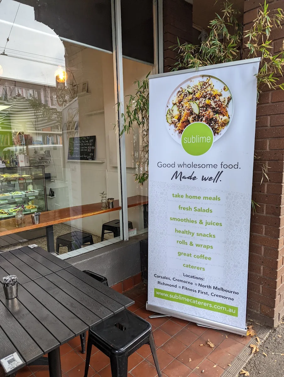 Menu, Sublime Cafe & Caterers Richmond