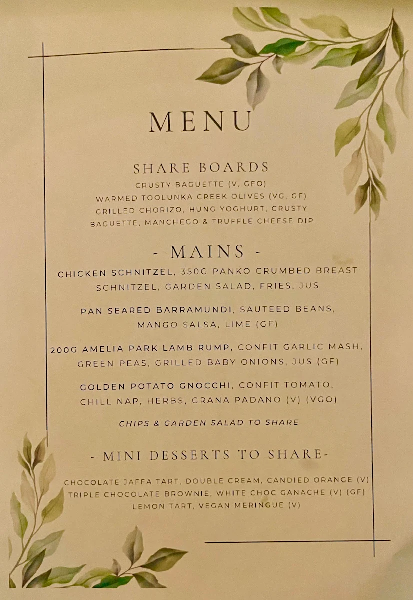 Menu, The Globe