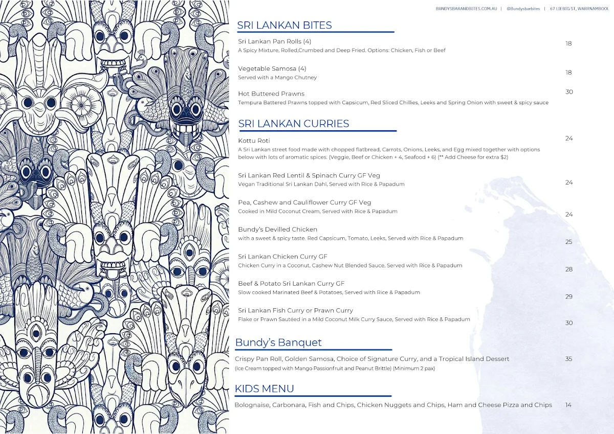 Menu, Bundy's Bar & Bites