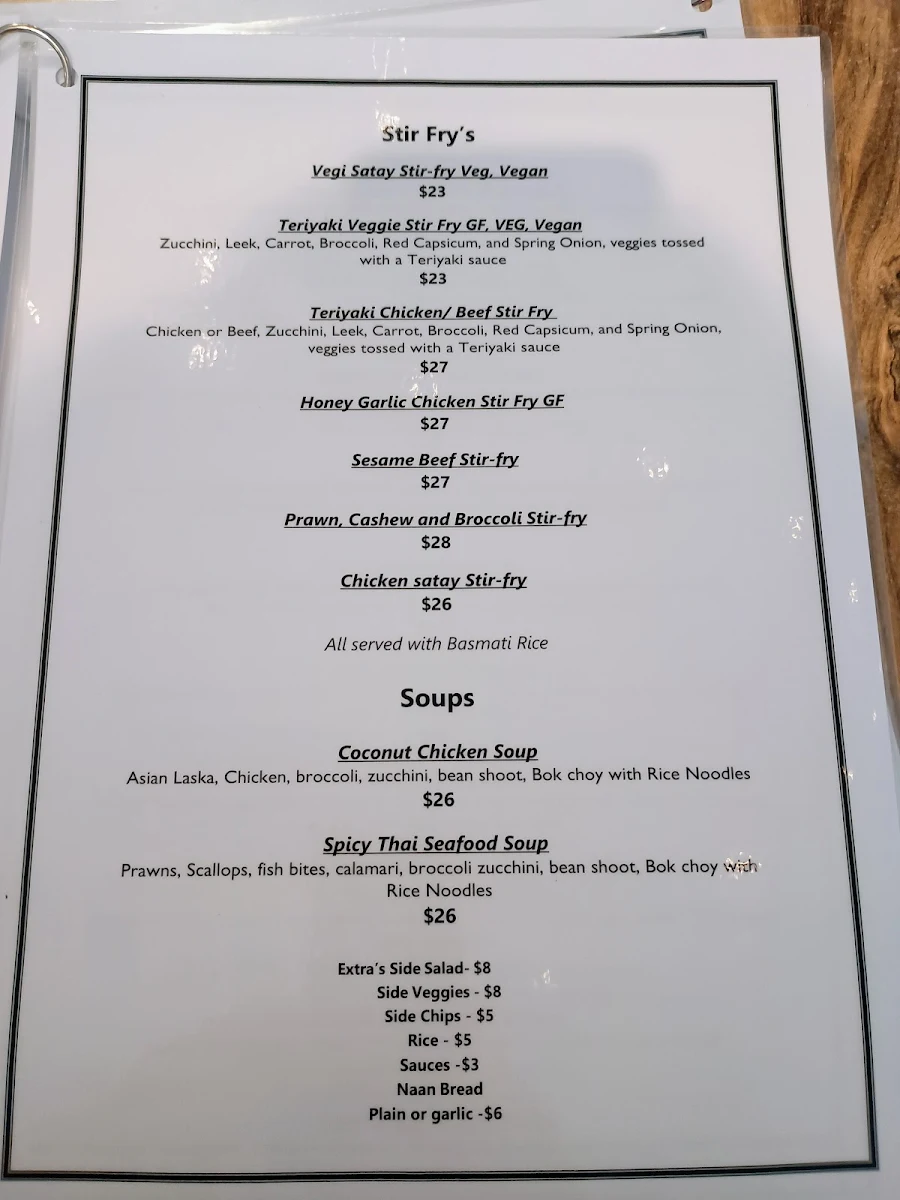 Menu, Bundy's Bar & Bites