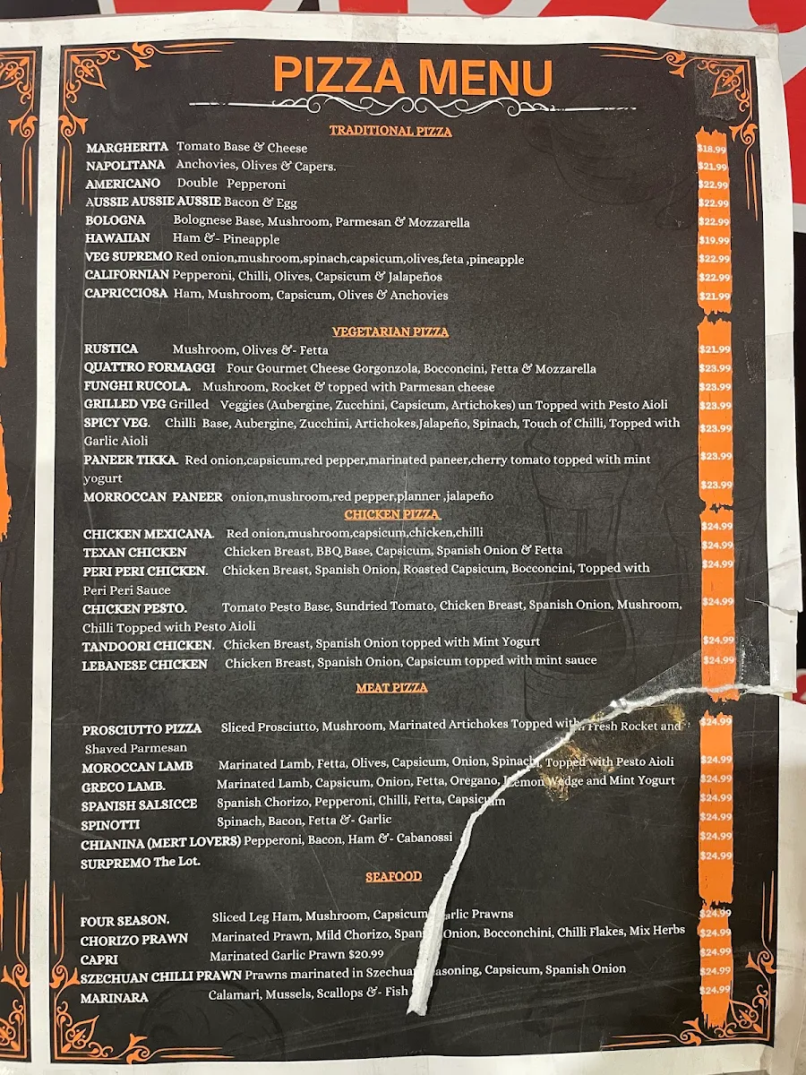 Menu, Italian Pasta Co.