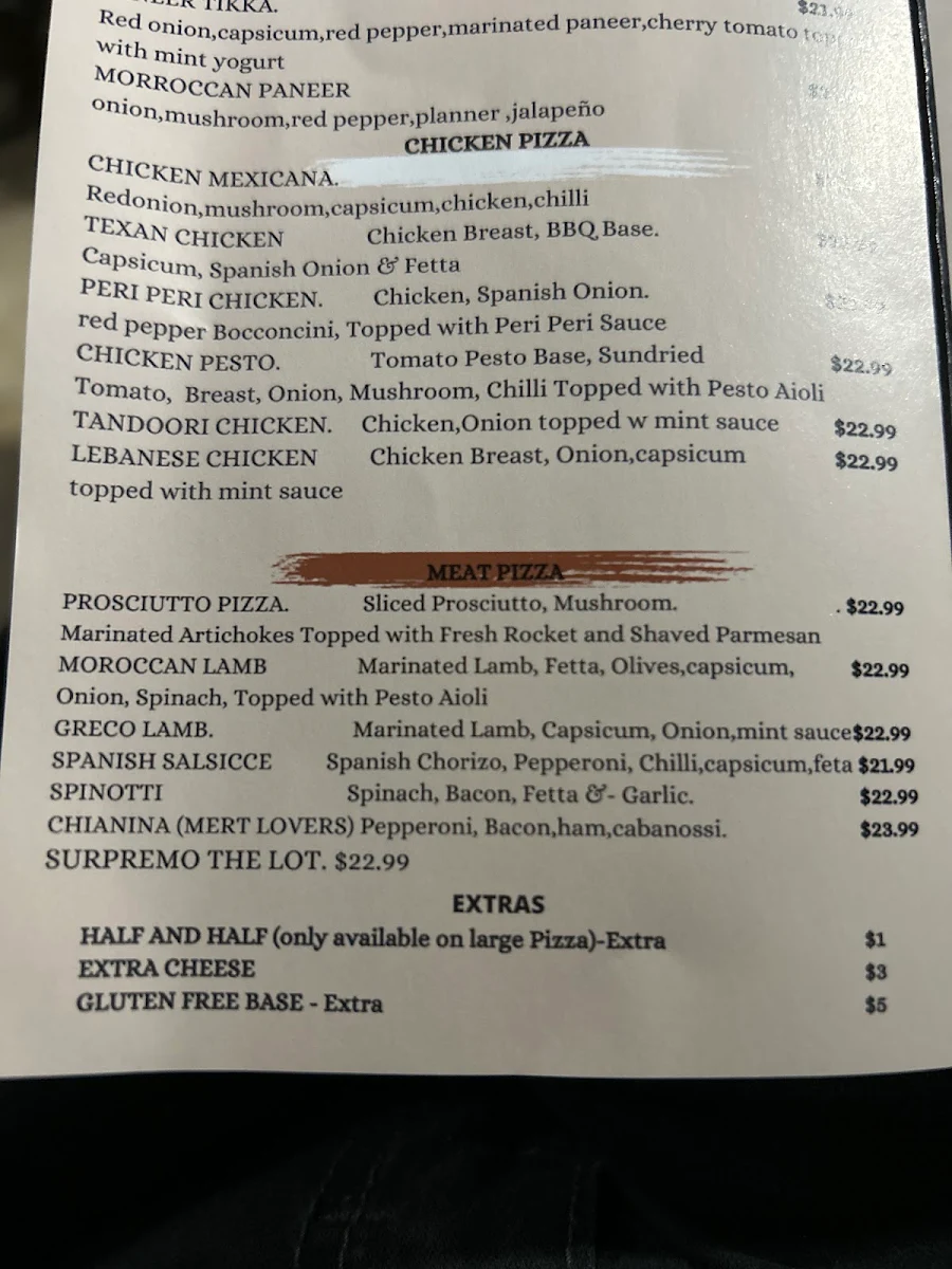 Menu, Italian Pasta Co.