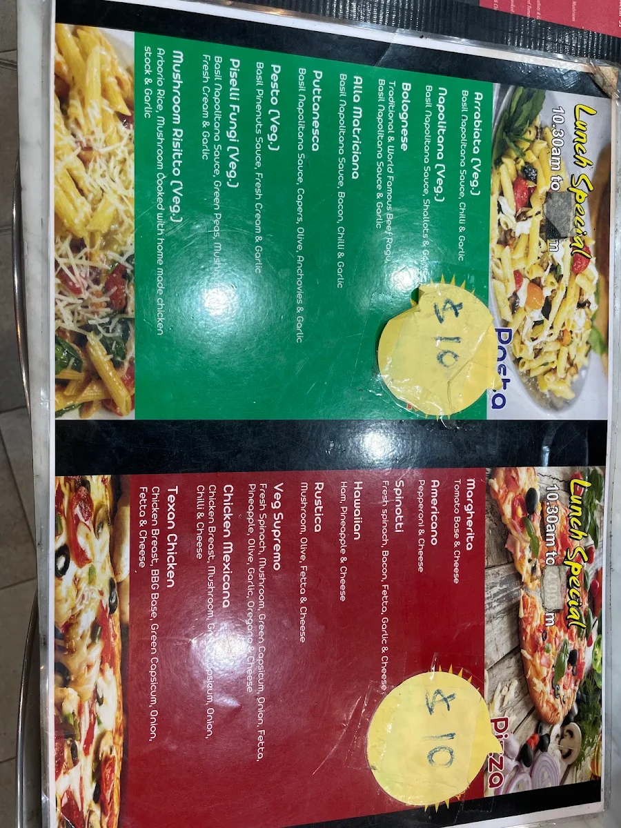 Menu, Italian Pasta Co.