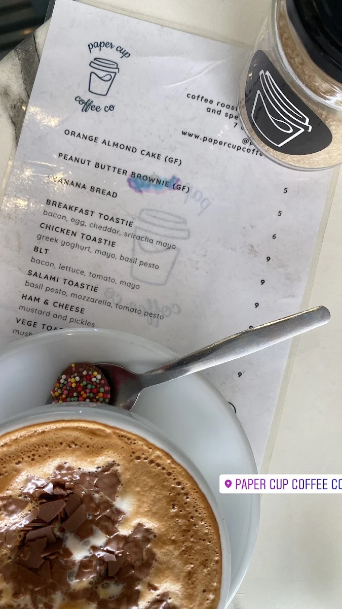 Menu, The Paper Cup Hawthorne