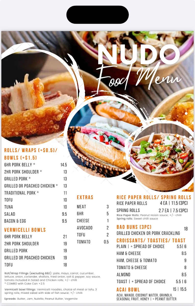 Menu, Nudo Cafe Cronulla