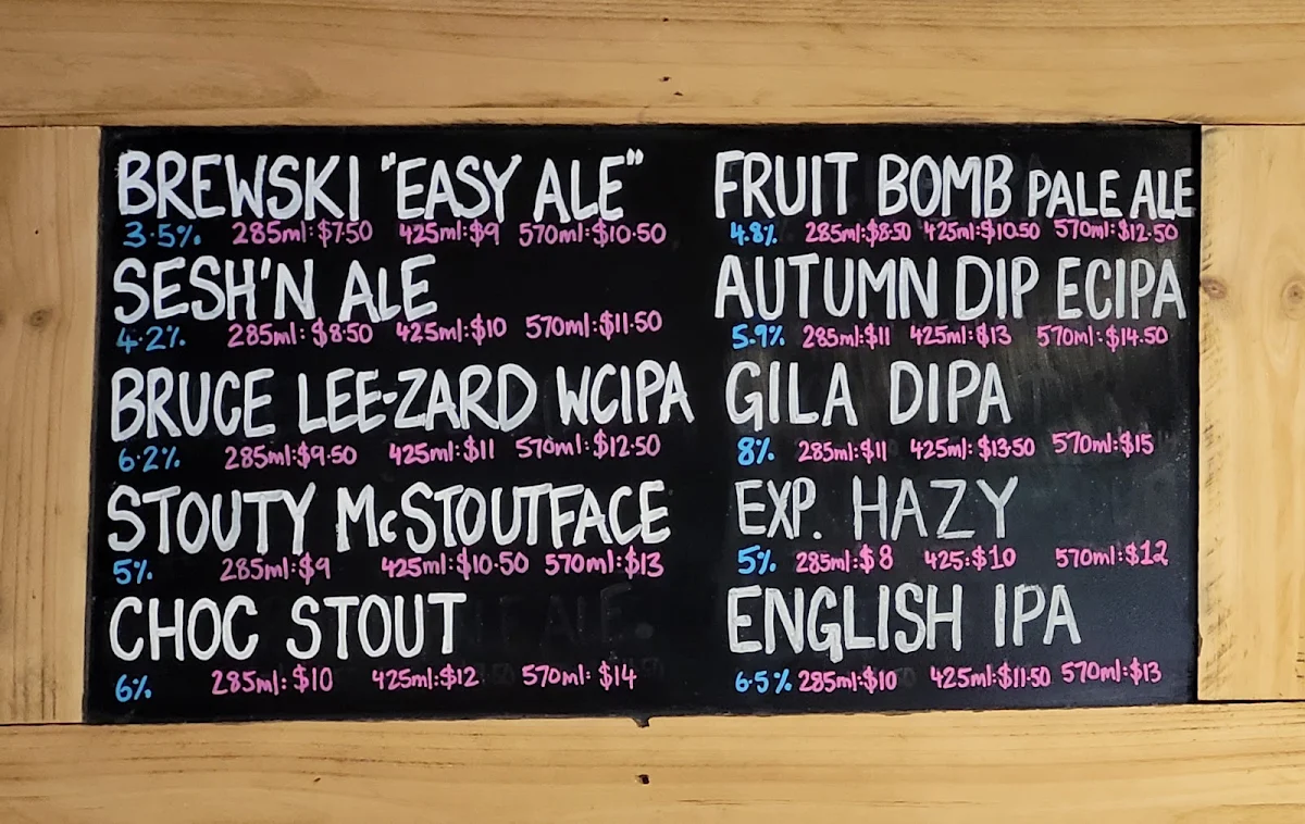 Menu, Shifty Lizard Brewing Co.