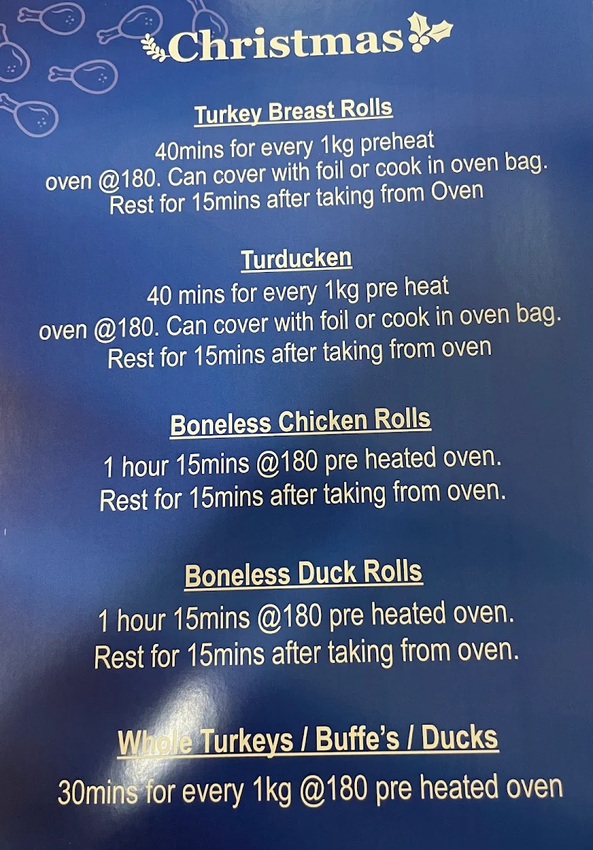 Menu, Casey Gourmet Chicken