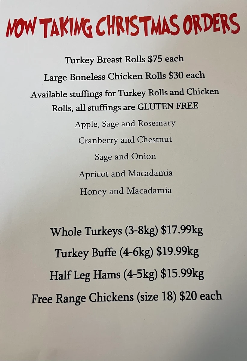 Menu, Casey Gourmet Chicken