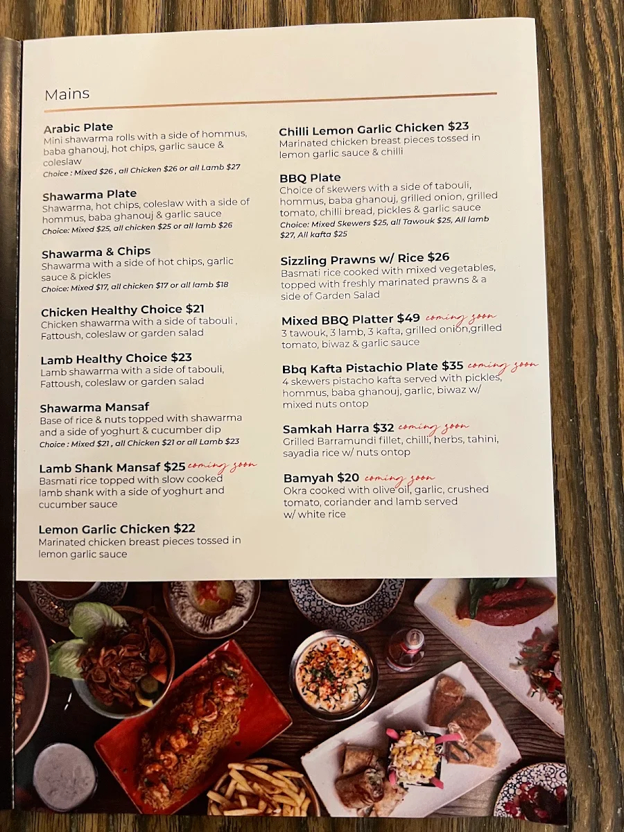 Menu, Mr. Shawarma
