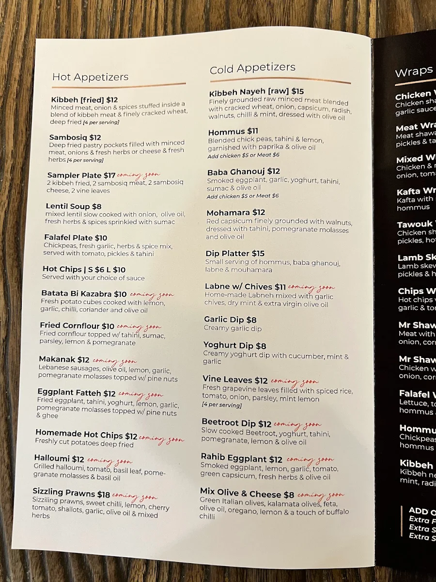 Menu, Mr. Shawarma