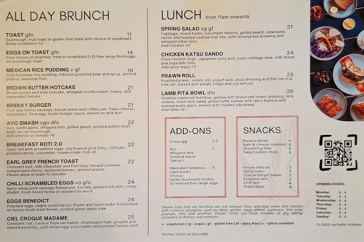 Menu, CIEL Cafe