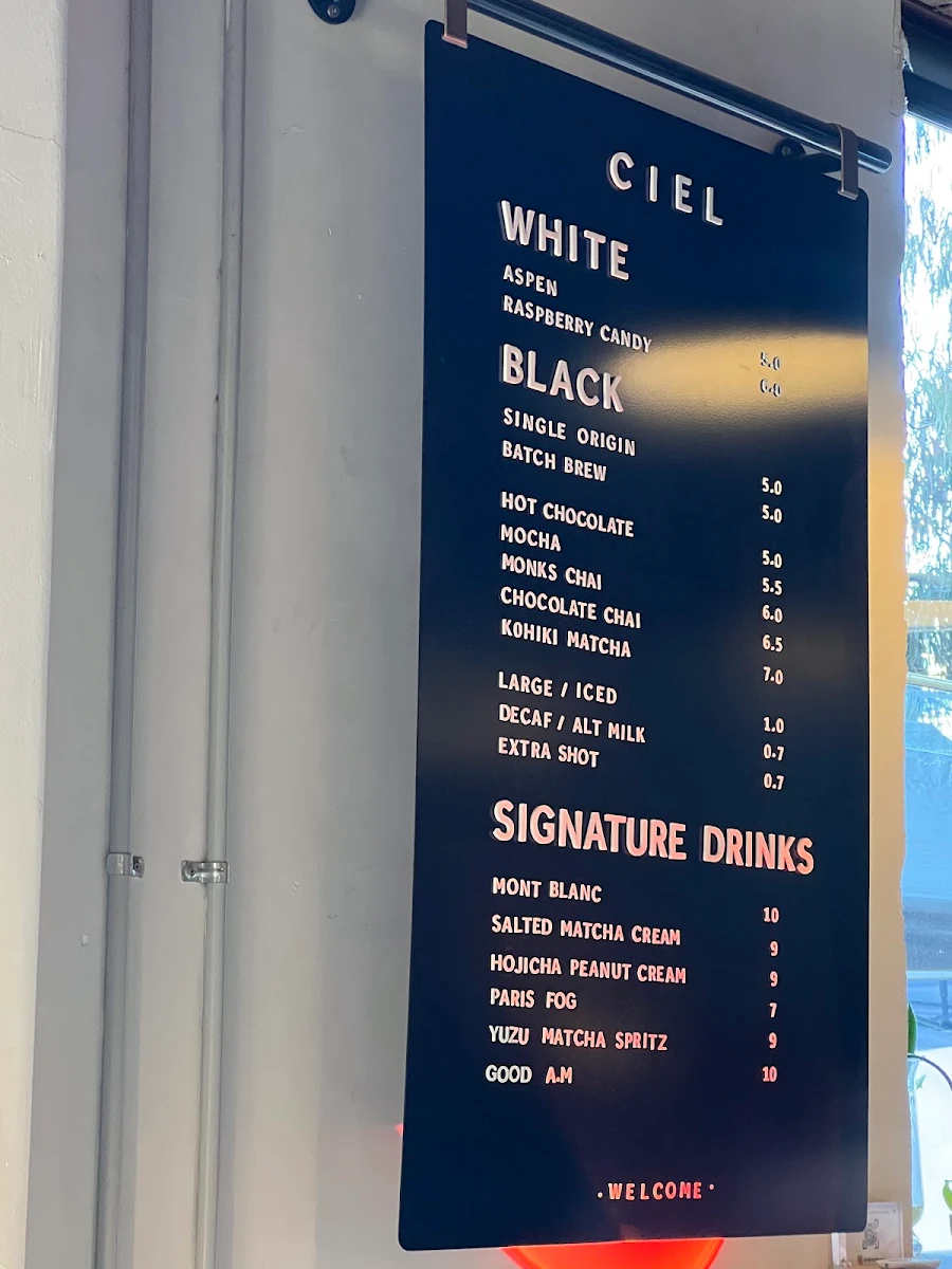 Menu, CIEL Cafe