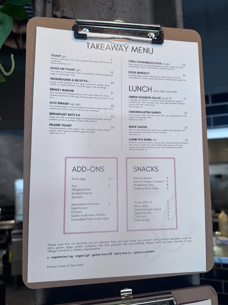 Menu, CIEL Cafe