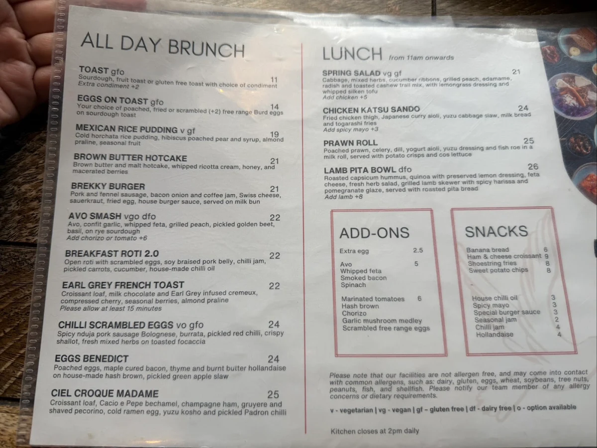 Menu, CIEL Cafe