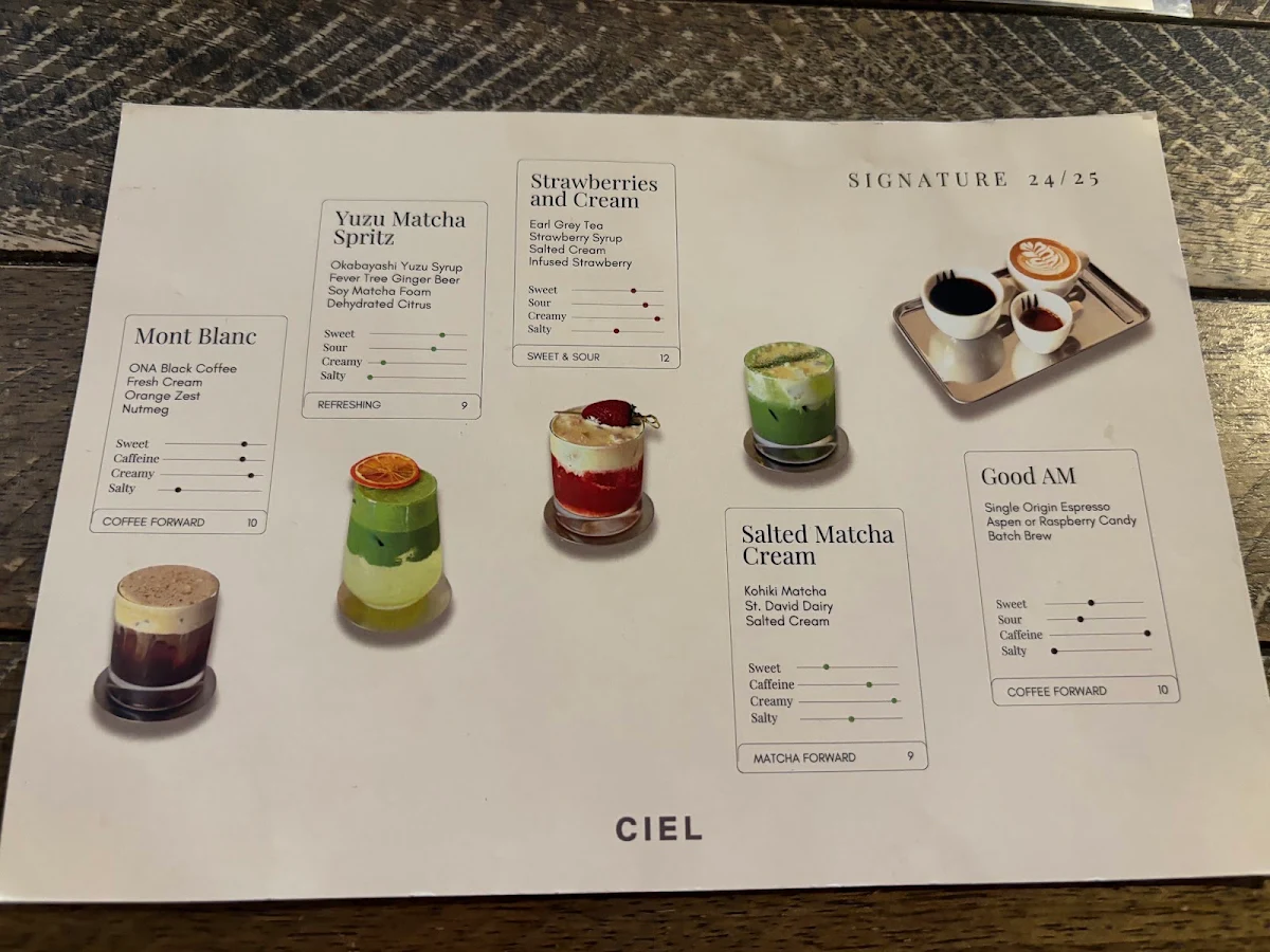 Menu, CIEL Cafe