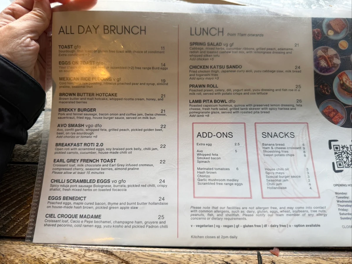 Menu, CIEL Cafe