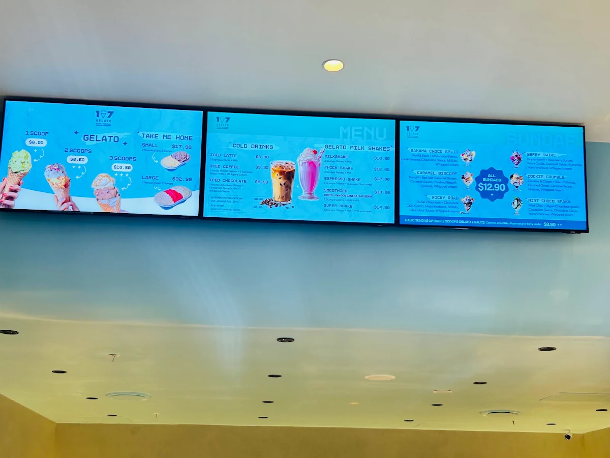 Menu, 107 Gelato Capalaba