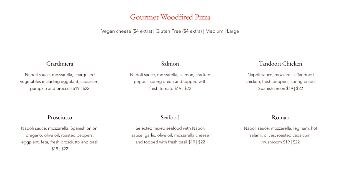 Menu, House of Salad