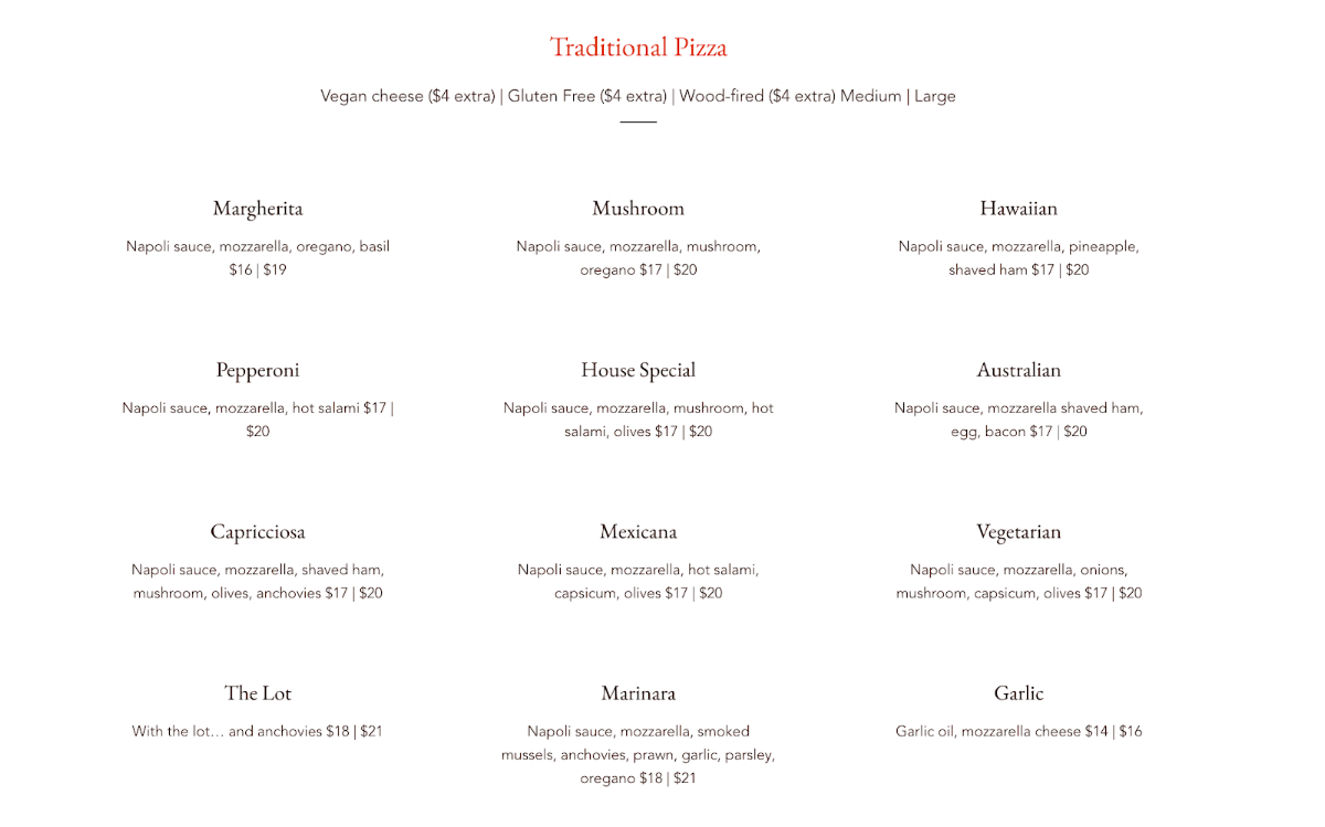 Menu, House of Salad